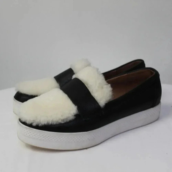 JUST BLACK platform loafer sneakers with Sherpa accents 36.5 - Picture 2 of 11